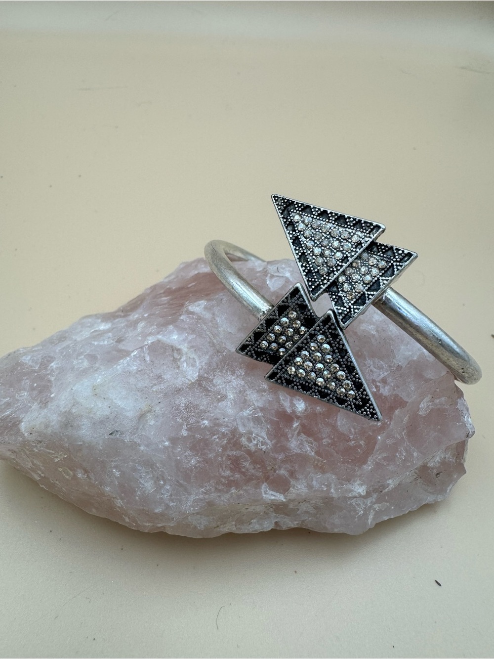 Silver Black Marcasite Triangle Cuff Bracelet 124